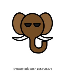 Cara elefante con icono de línea rellena vectorial