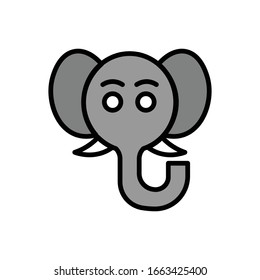 Elephant face with filled line icon vector