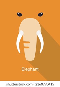 Elephant face flat icon design. Animal icons series, vector illustration