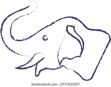 Elephant face hand drawn vector illustration