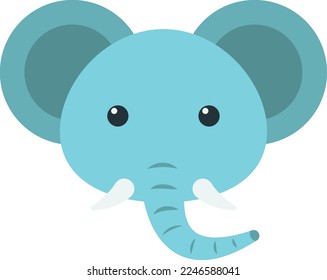 elephant face illustration in minimal style isolated on background