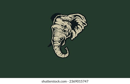 An elephant face isolated on a beautiful background vector illustration.