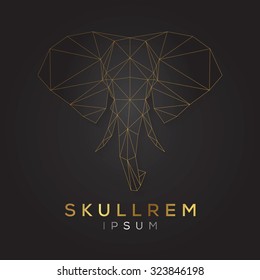 Elephant face logo template for business. Abstract elephant head with grid lines. Vector illustration.