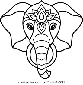 Elephant Face with Mandala Pattern on the Forehead | Majestic Animal Mandala Art

