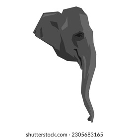 elephant face. monochrome. side view. cartoon flat vector illustration.