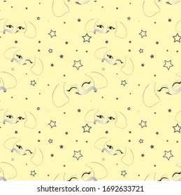 Elephant face with stars seamless pattern. Vector illustrtaion. 