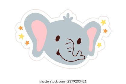 Ilustración del vector del pegatina de cara del elefante