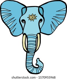 Elephant Face Vector Drawing Colorful Illustration Stock Vector ...