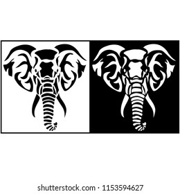 Elephant face vector illustration on white background 
