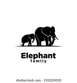 Elephant family black logo icon design vector illustration