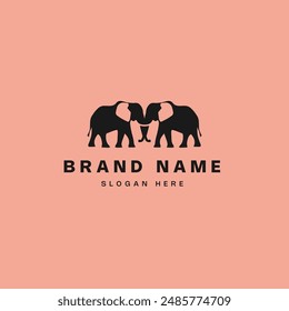 elephant family logo hipster retro vintage vector icon illustration