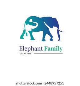 Elephant family, mother and baby concept art for zoo, ecological park, family business and others vector illustration on white isolated background.