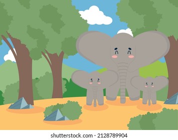 elephant family poster on forest