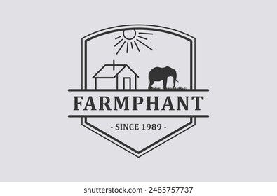 logo de elephant farm marca premium Vector