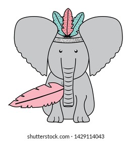 elephant with feathers hat bohemian style