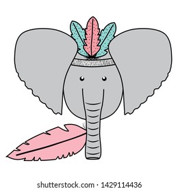 elephant with feathers hat bohemian style