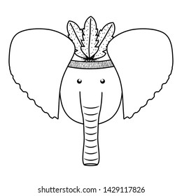 elephant with feathers hat bohemian style