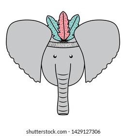 elephant with feathers hat bohemian style