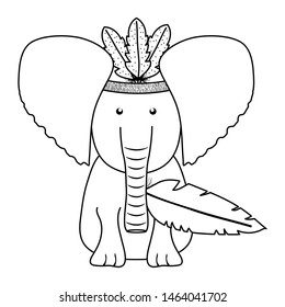 elephant with feathers hat bohemian style