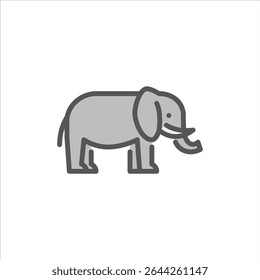 Elephant filled outline icon. big mammal color line illustration.