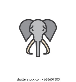 Elephant filled outline icon, line vector sign, linear colorful pictogram. Symbol, logo illustration. Pixel perfect