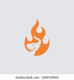 Elephant fire flame jumping Logo vector Icon Illustration
