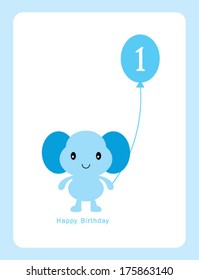 elephant first birthday card