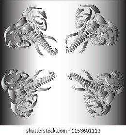 Elephant five face in color vector illustration on shaded background