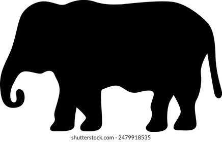 Icono de Vector negro plano de elefante.