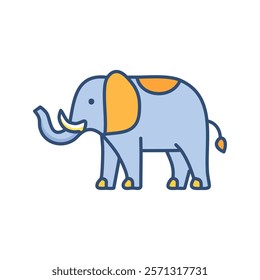 Elephant flat color icon. Mammoth isolated vector illustration on white background.