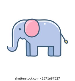 Elephant flat color icon. Zoo elephants isolated vector illustration on white background.