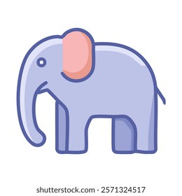 Elephant flat icon. Zoon animal with blue and pink colors isolated on white background. Vector illustration.