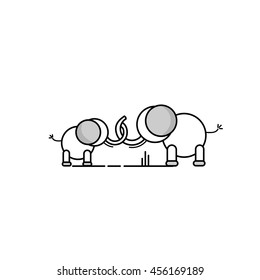 Elephant. Flat line design. Vector