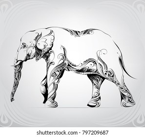 Elephant in floral ornament