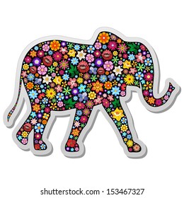 Elephant Floral Ornamental Sticker