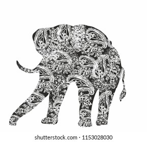 Elephant with flower graphic design vector art