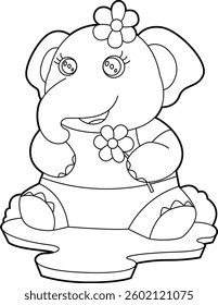 Elephant Flowers Animal Vector Graphic Art Illustration