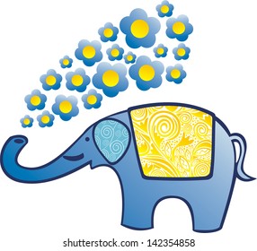 Elephant flowers cartoon pattern vector illustration