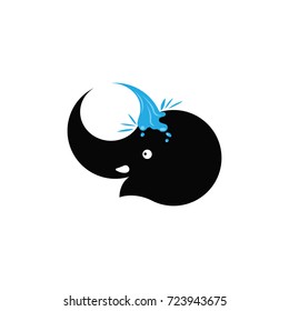 elephant flush with water