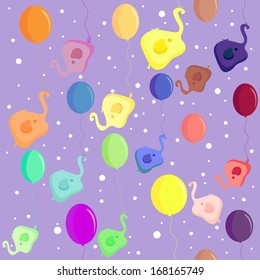 elephant flying in a balloon