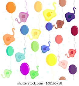 elephant flying in a balloon