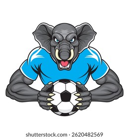 elefante futebol mascote vetor ilustração design