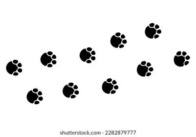 Elephant footprint path. Elephant silhouette steps in black color isolated on white background. Vector illustration