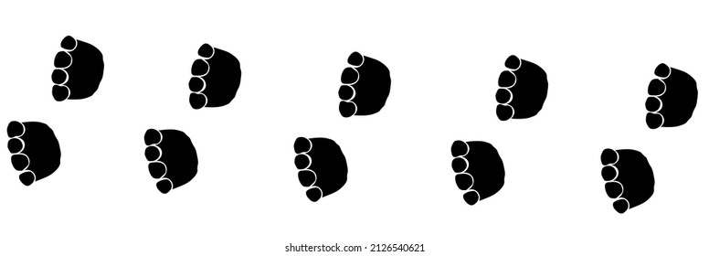 Elephant footprint path. Vector  silhouette steps in black color
