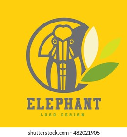  elephant and forest animals logo vector