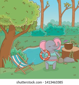 Elephant in forest design vector illustration