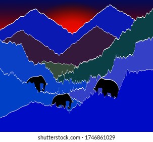 The elephant in the forest on evening light