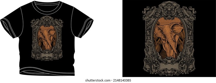 elefante en color de fondo de diseño de camisetas de fram es negro y el color de la camiseta es un color hermoso negro y hermoso diseño