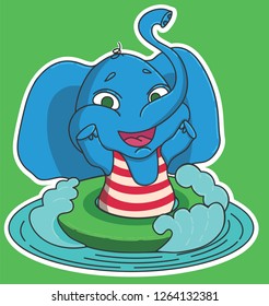 elephant fun in the inflatable circle 