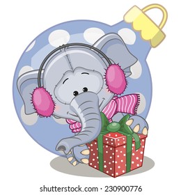 Elephant in a fur headphones with gift 